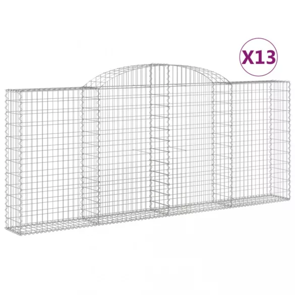 13 db íves horganyzott vas gabion kosár 300x30x120/140 cm