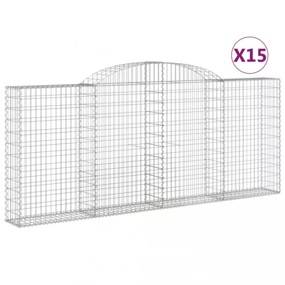 15 db íves horganyzott vas gabion kosár 300x30x120/140 cm