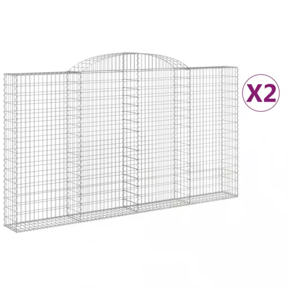 2 db íves horganyzott vas gabion kosár 300x30x160/180 cm