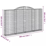 2 db íves horganyzott vas gabion kosár 300x30x160/180 cm