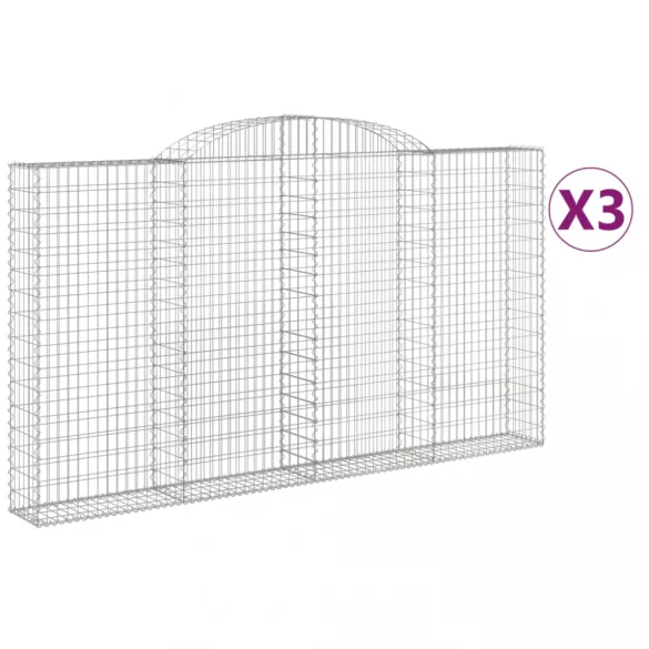 3 db íves horganyzott vas gabion kosár 300x30x160/180 cm