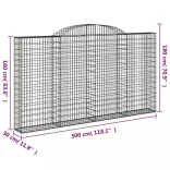 3 db íves horganyzott vas gabion kosár 300x30x160/180 cm