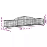10 db íves horganyzott vas gabion kosár 300x50x40/60 cm