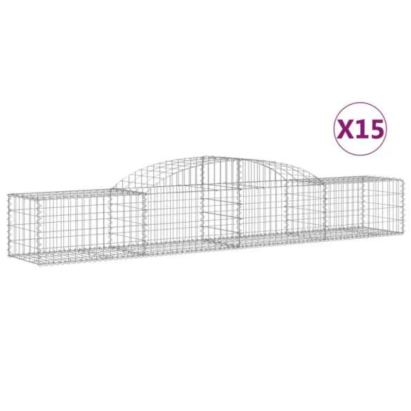 15 db íves horganyzott vas gabion kosár 300x50x40/60 cm