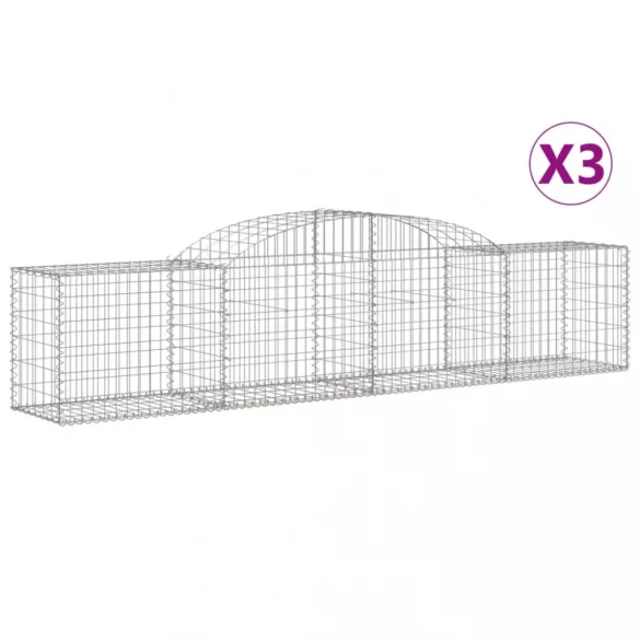 3 db íves horganyzott vas gabion kosár 300x50x60/80 cm