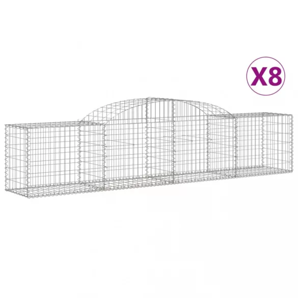 8 db íves horganyzott vas gabion kosár 300x50x60/80 cm