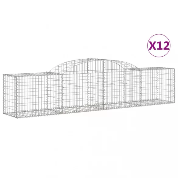 12 db íves horganyzott vas gabion kosár 300x50x60/80 cm