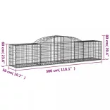 20 db íves horganyzott vas gabion kosár 300x50x60/80 cm