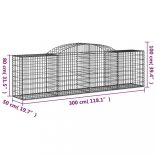 10 db íves horganyzott vas gabion kosár 300x50x80/100 cm