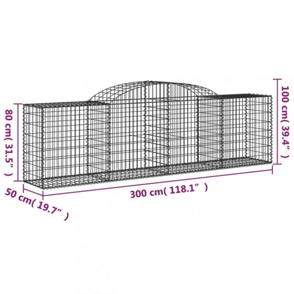 10 db íves horganyzott vas gabion kosár 300x50x80/100 cm
