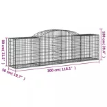 20 db íves horganyzott vas gabion kosár 300x50x80/100 cm
