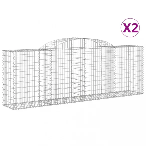 2 db íves horganyzott vas gabion kosár 300 x 50 x 100/120 cm