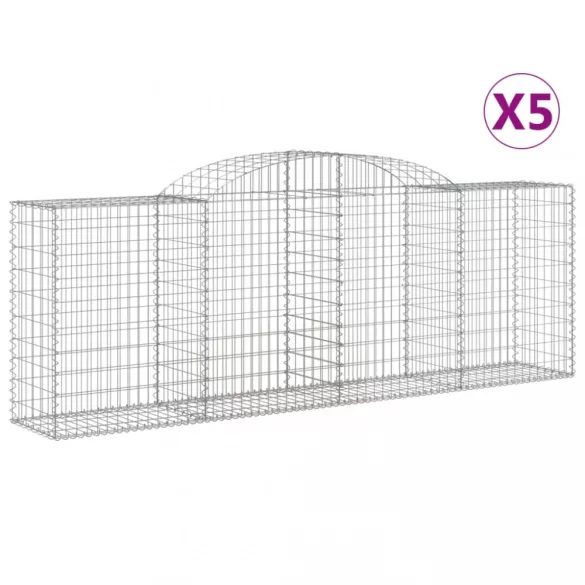5 db íves horganyzott vas gabion kosár 300 x 50 x 100/120 cm