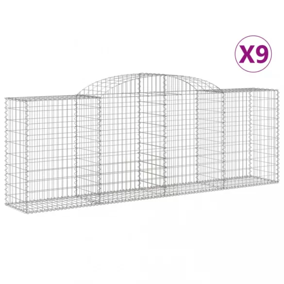 9 db íves horganyzott vas gabion kosár 300 x 50 x 100/120 cm
