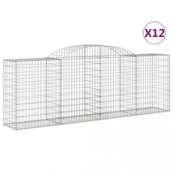 12 db íves horganyzott vas gabion kosár 300 x 50 x 100/120 cm
