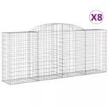 8 db íves horganyzott vas gabion kosár 300x50x120/140 cm