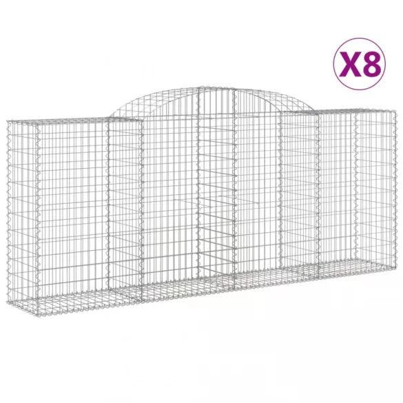 8 db íves horganyzott vas gabion kosár 300x50x120/140 cm