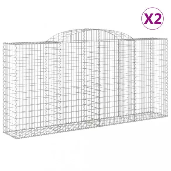 2 db íves horganyzott vas gabion kosár 300x50x140/160 cm