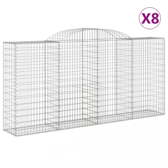 8 db íves horganyzott vas gabion kosár 300x50x140/160 cm