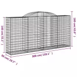 12 db íves horganyzott vas gabion kosár 300x50x140/160 cm