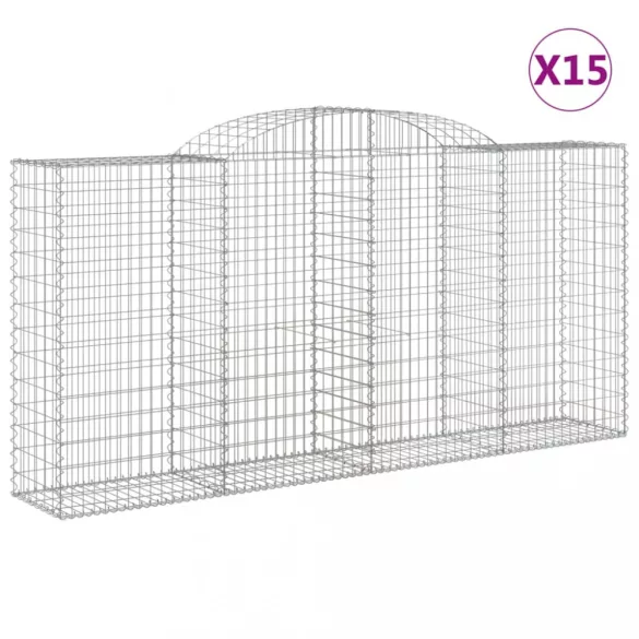 15 db íves horganyzott vas gabion kosár 300x50x140/160 cm