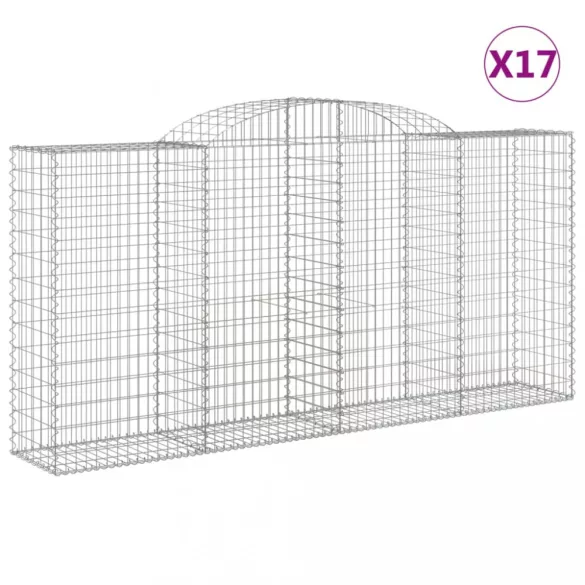 17 db íves horganyzott vas gabion kosár 300x50x140/160 cm