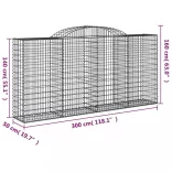 20 db íves horganyzott vas gabion kosár 300x50x140/160 cm