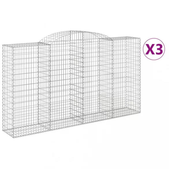 3 db íves horganyzott vas gabion kosár 300x50x160/180 cm