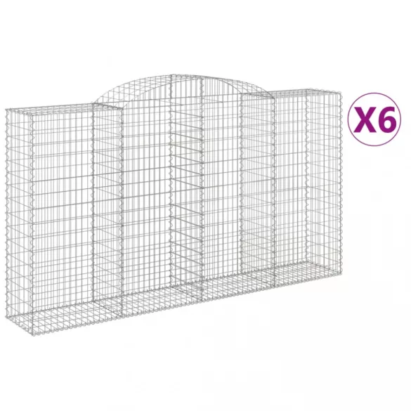 6 db íves horganyzott vas gabion kosár 300x50x160/180 cm