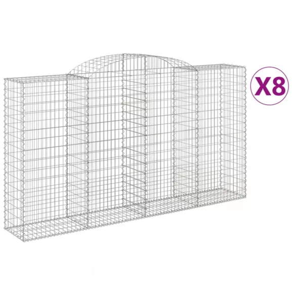 8 db íves horganyzott vas gabion kosár 300x50x160/180 cm