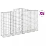 9 db íves horganyzott vas gabion kosár 300x50x160/180 cm