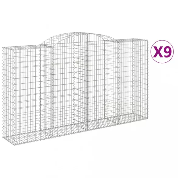9 db íves horganyzott vas gabion kosár 300x50x160/180 cm