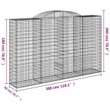 2 db íves horganyzott vas gabion kosár 300x50x180/200 cm