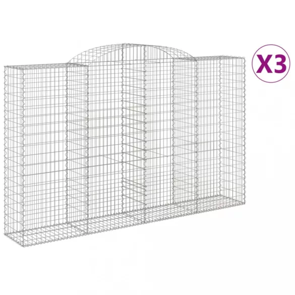3 db íves horganyzott vas gabion kosár 300x50x180/200 cm