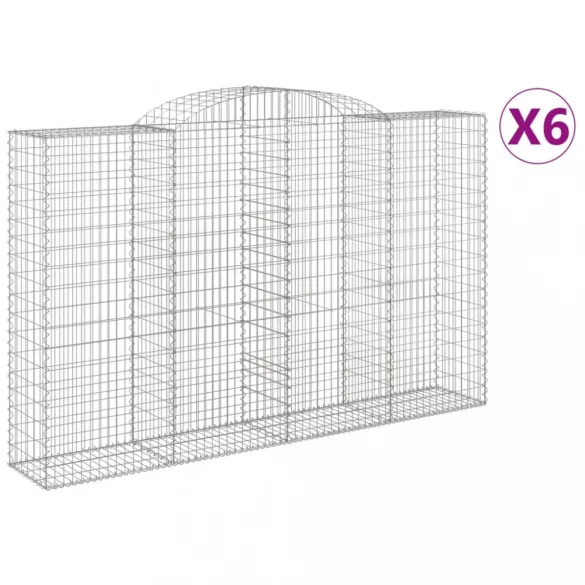 6 db íves horganyzott vas gabion kosár 300x50x180/200 cm