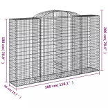 7 db íves horganyzott vas gabion kosár 300x50x180/200 cm