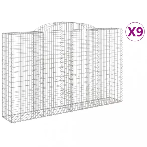 9 db íves horganyzott vas gabion kosár 300x50x180/200 cm