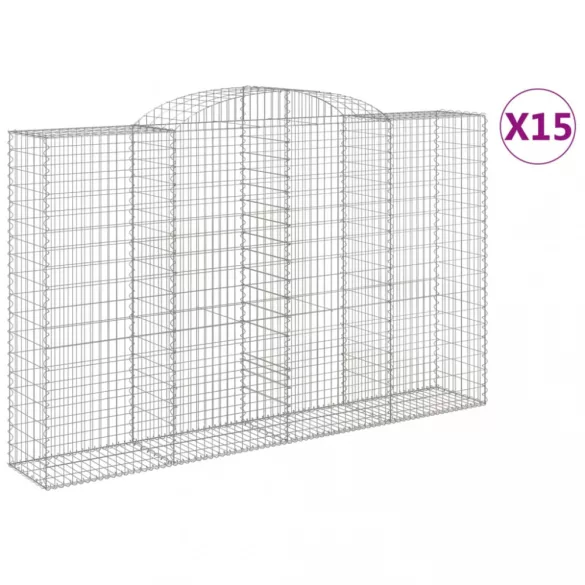 15 db íves horganyzott vas gabion kosár 300x50x180/200 cm