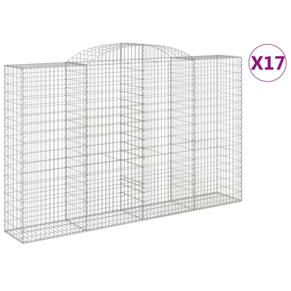 17 db íves horganyzott vas gabion kosár 300x50x180/200 cm