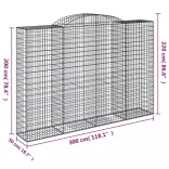 2 db íves horganyzott vas gabion kosár 300x50x200/220 cm