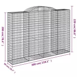 5 db íves horganyzott vas gabion kosár 300x50x200/220 cm