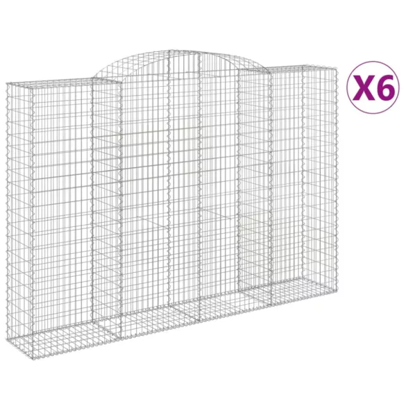 6 db íves horganyzott vas gabion kosár 300x50x200/220 cm