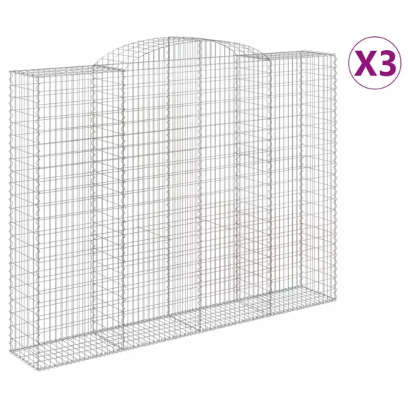3 db íves horganyzott vas gabion kosár 300x50x220/240 cm