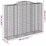 3 db íves horganyzott vas gabion kosár 300x50x220/240 cm