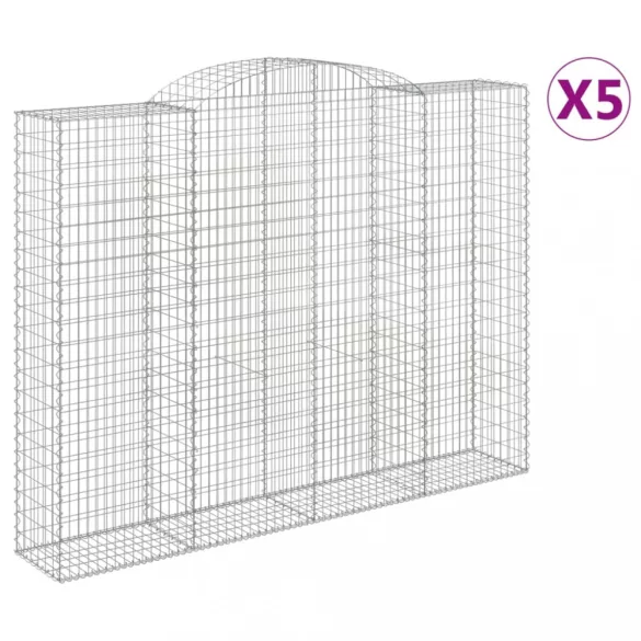 5 db íves horganyzott vas gabion kosár 300x50x220/240 cm