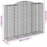 5 db íves horganyzott vas gabion kosár 300x50x220/240 cm