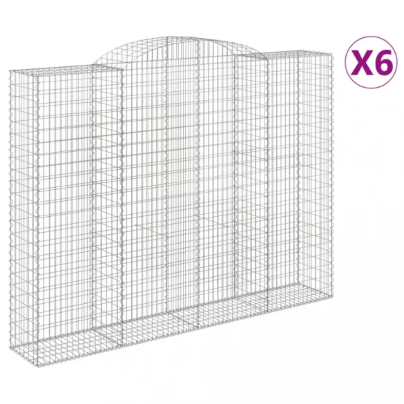 6 db íves horganyzott vas gabion kosár 300x50x220/240 cm