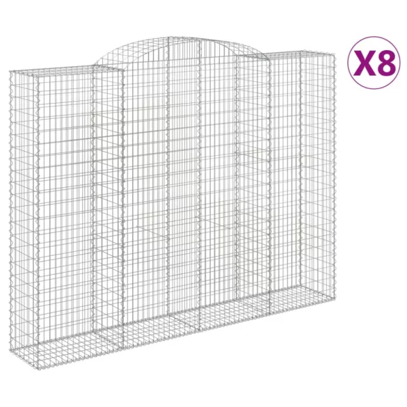 8 db íves horganyzott vas gabion kosár 300x50x220/240 cm