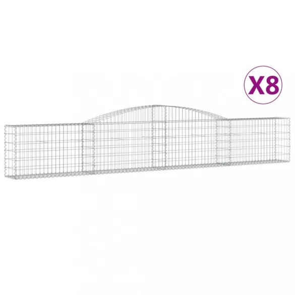 8 db íves horganyzott vas gabion kosár 400x30x60/80 cm