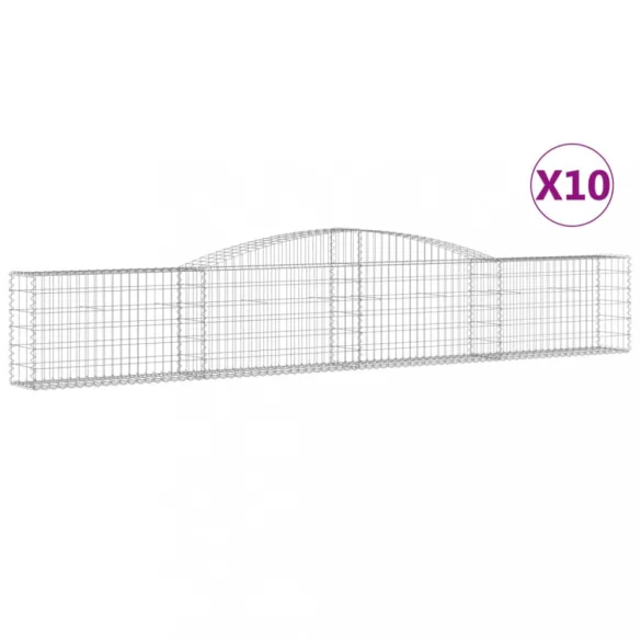 10 db íves horganyzott vas gabion kosár 400x30x60/80 cm